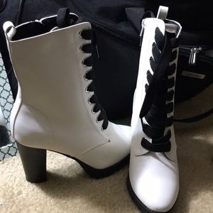 White and black booties